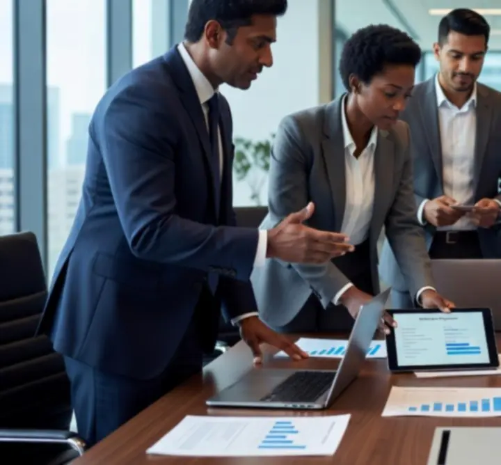 Senior professionals collaborating in a corporate environment